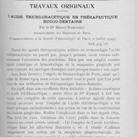 0414 - Page 405 - Travaux originaux. L'acide trichloracétique en thérapeutique bucco-dentaire par le Dr Marcel Darcissac