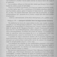 0501 - Page 488 - Revue analytique. Ruppe (C). — Accidents d’éruption de la dent de sagesse inférieure. (Archiver internationales d'Oto-rhinolaryngologie, juillet 1929) / Barzilai (). — L'argent colloïdal dans les suppurations dentaires. (Semaine dentaire, 15 septembre 1929; thèse de Paris, Edition presses Universitaires 1929) / Hamonet (H). — Contribution au progrès de l’asepsie en stomatologie. (Thèse de Paris. Editions de l’Ouest. Angers, 1929)