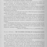 0503 - Page 490 - Revue analytique. Ruppe (C). — Dystrophies dentaires. — Leur valeur diagnostic. (Gazette des hôpitaux, 14 septembre 1929) / Fush et Kumer. — Sur les mélano-sarcomes de la muqueuse buccale. (Dermatologische Wochenschrift, 23 novembre 1929)