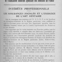 0524 - Page 511 - Bulletin de l'Association Générale Syndicale des Dentistes de France. Intérêts professionnels - Les assurances sociales et l’exercice de l’art dentaire