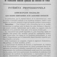 0616 - Page 601 - Bulletin de l’Association Générale Syndicale des Dentistes de France. Intérêts professionnels - Assurances sociales les soins dentaires aux assurés sociaux
