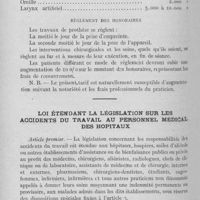 0711 - Page 696 - Bulletin de l'Association Générale Syndicale des Dentistes de France. Intérêts professionnels - Fédération des syndicats dentaires de la région parisienne et des départements de Seine, Seine-et-Oise et Seine-et-Marne / Loi étendant la législation sur les accidents du travail au personnel médical des hôpitaux