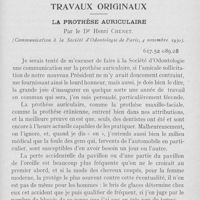 0880 - Page 861 - Travaux originaux. La prothèse auriculaire par le Dr Henri Chenet