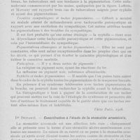 0909 - Page 890 - Revue analytique. Dr Selikowitch. — Pigmentations syphilitiques de la muqueuse buccale. Etude clinique. (Thèse de Paris,1928) / Dr Denarié. — Contribution à l’étude de la stomatite arsenicale. (Thèse de Paris 1930, édité chez Legrand)