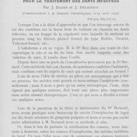 0035 - Page 30 - Travaux originaux. Une nouvelle forme d’emploi de l’iode en thérapeutique dentaire, en particulier pour le traitement des dents infectées par J. Bader et J. Delibéros