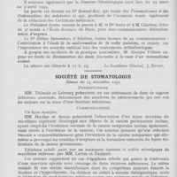 0061 - Page 54 - Sociétés scientifiques. Société d'odontologie de Paris. Séance du 11 janvier 1933 / Société de stomatologie. Séance du 23 novembre 1932