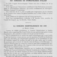 0062 - Page 55 - Réunions et congrès. XXe congrès de stomatologie italien / La semaine odontologique de 1933, 25 mars-2 avril