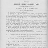 0196 - Page 188 - Sociétés scientifiques. Société d'odontologie de Paris. Réunion du 7 février 1933. Correspondance / L’ossification du plancher de la bouche chez les fracturé de guerre, par M. F. Ferrand