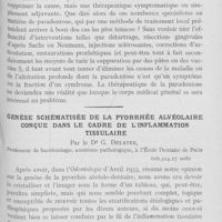 0319 - Page 311 - Travaux originaux. Quelques considérations sur la paradentose par le Dr A. Held / Genèse schématisée de la pyorrhée alvéolaire conçue dans le cadre de l'inflammation tissulaire par le Dr G. Delater