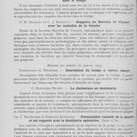 0344 - Page 336 - Revue analytique. Le dental cosmos - Résumé des articles de décembre 1932. F. A. Diasio. — Complications gingivales en thérapeutique dermatologique / Bernard D. Badanes. — Technique simplifiée pour coordination occlusive dans le bridge / P. -H. Belding et L. J. Belding. — Rapports du Borrelia de Vincent avec les maladies de la bouche / Le dental cosmos - Résumé des articles de janvier 1933. Ferdinand G. Neurohr. — Description du bridge à verrou ressort / C. Bowdler Henry. — La diathermie en dentisterie / Ch. F. Bodecker et Edmond Appleton. — Perméabilité variable de la dentine et ses rapports avec la dentisterie opératoire / R. O. Schlosser. — Principes fondamentaux dans la construction des dentiers complets