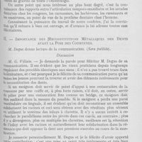 0511 - Page 491 - Sociétés scientifiques. Société d’odontologie de Paris. Réunion du 2 mai 1933. Correspondance / Importance des Reconstitutions Métalliques des Dents avant la Pose des Couronnes