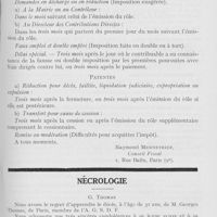 0525 - Page 505 - Bulletin de l'Association générale syndicale des dentistes de France. Les sociétés à responsabilité limitée / Nécrologie. M. Georges Thomas, M. Henri Girard