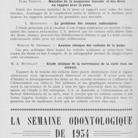 0716 - Page 694 - Revue analytique. Le dental cosmos - Résumé des articles du numéro de juin 1933. Lillian Barkann. — La supercaïne dans la périodontie / Elms French. — Maladies de la muqueuse buccale et des dents en rapport avec la peau / L. Meistroff. — Le problème des canaux radiculaires / Marcus M. Newman. — Analyse clinique des nodules de la pulpe / M. A. Munblatt. — Etude clinique de la survenance de la carie chez les enfants