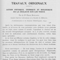 0751 - Page 729 - Travaux originaux. Action physique, chimique et biologique de la chaleur sur les tissus par le Dr Pierre Rolland