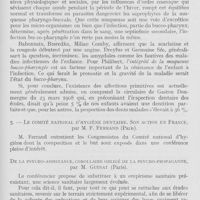 0793 - Page 771 - Réunions et congrès. Association française pour l'avancement des sciences congrès de Chambéry 24-28 juillet 1933. Lundi 24 juillet 1933. Le bucco-pharynx et lesmaladies épidémiques de l'enfance, par M. Le Dr Gauthier / Le comité national d'hygiène dentaire. Son action en France par M. F. Ferrand / De la Psycho-assistance, corollaire obligé de la psycho-propagande, par M. Guinat