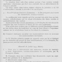 0795 - Page 773 - Réunions et congrès. Association française pour l'avancement des sciences congrès de Chambéry 24-28 juillet 1933Mardi 25 juillet 1913. les pulpectomies par méthode combinée, par M. Le Dr Hamon / Trois observation, par M. Paoli / M. Le Dr Sylvain Dreyfus. — De quelques adjuvants en orthopédie maxilio-faciale / Comment préparer soi-même les passe-partout pour le montage des radiographies dentaires / mercredi 26 juillet 1933. Note sur la dépultation des moignons, piliers de travaux à pont. Indication, contre-indications et techniques, par M. Fourquet