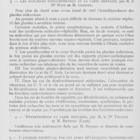 0796 - Page 774 - Réunions et congrès. Association française pour l'avancement des sciences congrès de Chambéry 24-28 juillet 1933. mercredi 26 juillet 1933. au sujet du gazotherme, par M. Fabret / les fonctions endocriniennes et la carie dentaire, par M. Le Dr. Pont et M. Gendre /Dysthyroïde et carie dentaire, par M. Le Dr Tellier et M. Beyssac / L'ancrage exobuccal par les anses métalliques transossuses dans les fractures du maximillaire inférieur, par M. Le Dr Marcel Darcissac