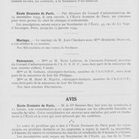 0900 - Page 878 - Nouvelles. Concours de Stomatologiste des Hôpitaux / École Dentaire de Paris / Mariage / Naissances / Avis