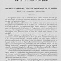 0027 - Page 22 - Revue des revues. Nouvelle contribution aux hormones de la salive par le Dr Mario Devèze (Buenos-Aires)