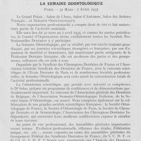 0044 - Page 39 - Réunions et congrès. La semaine odontologique. Paris — 31 mars - 7 avril 1935