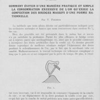 0089 - Page 82 - Procédés et inventions. Comment éviter d'une manière pratique et simple la consommation excessive de l'or qu’exige la confection des bridges massifs d'une forme rationnelle par Fischer