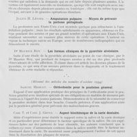 0122 - Page 115 - Revue analytique. Le Dental Cosmos - (Résumé des articles du numéro de septembre 1934). Lawrence Parmly Brown. — L’antiquité de la Prothèse Dentaire, partie (XVIe et XVIIe Siècles) / W. Saunders et O. F. Naureau. — L'Evipal (Évipan) et l’Avertine en chirurgie dentaire / Julius H. Lévine. — Amputation pulpaire. Moyen de prévenir la pathose périapicale / Maurice Roy. — Les formes cliniques de la pyorrhée alvéolaire / Le Dental Cosmos - (Résumé des articles du numéro d'octobre 1934). Samuel Hemley. — Orthodontie pour le praticien général / Carl T. Et Carl J. Grove. Aspect biochimique de la carie dentaire / Roland R. Jones. — Piliers et attaches