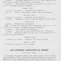 0344 - Page 335 - Réunions et congrès. Fédération dentaire internationale. Session de Bruxelles, 4-10-août 1935 / Les journées dentaires de Rennes. 8-9 février 1935