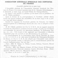 0414 - Page 401 - Bulletin de l'Association Générale Syndicale des Dentistes de France. Association générale syndicale des dentistes de France. Assemblée générale du 31 mars 1935 / Réunion du Conseil d'Administration le 11 mai 1935