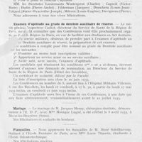 0432 - Page 419 - Nouvelles. Promotion militaire / Examen d'aptitude au grade de dentiste auxillaire de réserve / Mariage / Fiançailles / Naissances