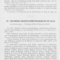0557 - Page 544 - Réunions et congrès. Société suisse d'odontologie. 50e réunion à Montreux, 24-26 mai 1935. Résumés des Communications / Réunion et congrès. Les divers substances de leur forme d'utilisation pour la confection des bases de prothèses complètes (Étude comparative), par Georges Villain / Contribution à la technique de l'acier inoxydable. — Pinces éléctronique à isolation. — Soudure en ruban. — Instrument par le Dr Sylvain Dreyfus / Contribution à la stabilisation des plaques de prothèse complète, par le prof. Gysi / IVes journées odonto-stomatologiques de Lille. 6-7-8 juin 1935