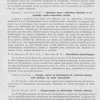 0613 - Page 600 - Revue analytique. Le Dental Cosmos - (Résumé des articles du numéro de février 1935). Elmer Greenstone. — Considérations sur le traitement des femmes enceintes / Grant Van Huysen ; William F. Bale et Harold C. Hodge. — Étude comparée des propriétés d’absorption des Rayons X par les dentines saine et malade par Densitométrie et les méthodes d’ionisation / George C. Griffith — Relation entre l'infection dentaire et la maladie cardio-vasculaire rénale / P. H. Belding et L. Belding — Dentisterie physiologique / Samuel Herder. — Usages variés en orthodontie de crochets-ressorts (Coil springs) en acier inoxydable / Ray R. Knight — Diagnostique en pathologie buccale clinique / Harold S. Gorney. — Cellulite suppurative de la joue consécutive à des empyèmes des sinus maxillaire et ethmoïde