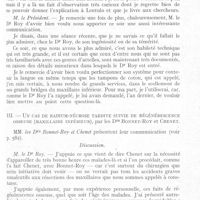 0616 - Page 603 - Sociétés scientifiques. Société d'odontologie de Paris. Séance du 4 juin 1935. Quelques considérations sur les bridges d'immobilisation dans la pyorrhée alvéolaire, par le Dr Maurice Roy / Un cas de radium-nécrose tardive suivie de régénérescence osseuse (Maxillaire inférieur), par les Drs Bonnet-roy et Chenet