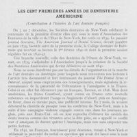 0625 - Page 612 - Varia. Les cent premières années de dentisterie américaine