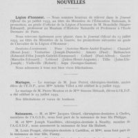 0629 - Page 616 - Nouvelles. Légion d’honneur / Mariages / Naissances