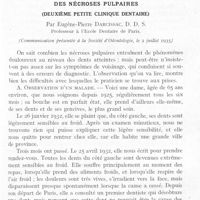 0638 - Page 625 - Travaux originaux. Quelques symptômes subjectifs des nécroses pulpaires (Deuxième petite clinique dentaire) par Eugène-Pierre Darcissac