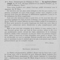 0693 - Page 678 - Bibliographie. Dr A. Bozo. — Au seuil de la Stomatologie, (Edition de La Semaine Dentaire, Paris) / Nouveaux journaux