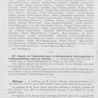 0701 - Page 684 - Nouvelles. Promotion militaire / IIIe Congrès de l’Association pour la Documentation Photographique et Cinématographique dans les Sciences / Mariages