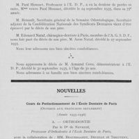 0773 - Page 752 - Necrologie. Mme veuve Paul Housset, M. Armand Covo / Nouvelles. Cours de Perfectionnement de l'école Dentaire de Paris