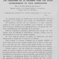0790 - Page 769 - Travaux originaux. Les variations de la calcémie dans les états pathologiques et leur signification par le Dr Eric Martin