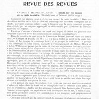 0801 - Page 780 - Revue des revues. Charles. E. Harper. — Etude sur les causes de la carie dentaire. (Dental Items of Interest, juillet 1935)