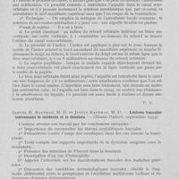 0813 - Page 792 - Revue analytique. Aubry. — Le choix de l'anesthésie dans les opérations sur le maxillaire supérieur. (Presse Médicale, 10 avril 1935) / Samuel M. Kaufman et Justus Kaufman. — Lésions buccales intéressant le médecin et le dentiste. — (Dental Outlook, septembre 1935)