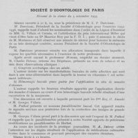 0814 - Page 793 - Societes scientifiques. Société d'odontologie de Paris. Résumé de la séance du 5 novembre 1935
