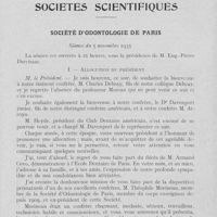 0868 - Page 847 - Societes scientifiques. Société d’odontologie de Paris. Séance du 5 novembre 1935. Allocution du président