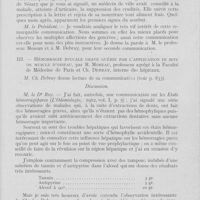 0874 - Page 853 - Societes scientifiques. Société d’odontologie de Paris. Séance du 5 novembre 1935. Sur un cas degingivite scorbutique par R. Moreau, professeur Agrégé à la Faculté de Médecine de Paris et Ch. Debray / Hémorragie buccale grave guérie par L’application in situ de muscle d’oiseau, par R. Moreau
