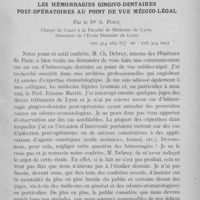0014 - Page 13 - Fédération dentaire nationale. Les hémorragies gingivo-dentaires post-opératoires au point de vue médico-légal par le Dr A. Pont