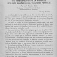0018 - Page 17 - Fédération dentaire nationale. Les ostéomyélites de la machoire et leurs conséquences judiciaires possibles par le Dr Maurice Roy
