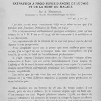 0024 - Page 23 - Fédération dentaire nationale. Extraction à froid suivie d'angine de Ludwig et de la mort du malade par A. Marmasse