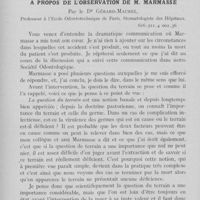 0031 - Page 30 - Fédération dentaire nationale. A propos de l'observation de M. Marmasse par le Dr Gérard-Madrel