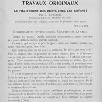 0060 - Page 59 - Travaux originaux. Le traitement des dents chez les enfants par J. Lubetzki