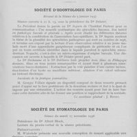 0074 - Page 73 - Sociétés scientifiques. Société d'odontologie de Paris. Résumé de la Séance du 5 janvier 1937 / Société de stomatologie de Paris. Séance du mardi 17 novembre 1936